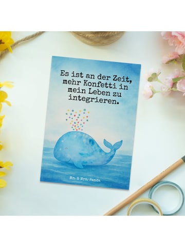 Mr. & Mrs. Panda Postkarte Wal Konfetti Design mit Spruch in Weiß