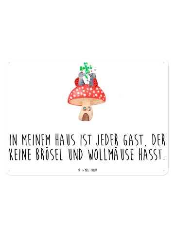 Mr. & Mrs. Panda tafel Marienkäfer Fliegenpilz mit Spruch in Weiß