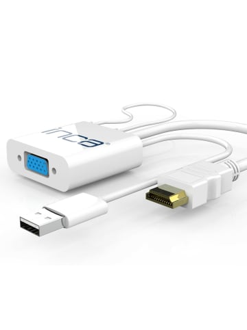 Inca VGA zu HDMI Konverter mit USB- und Audiokabeln – Optimieren Sie Ihre in Weiß