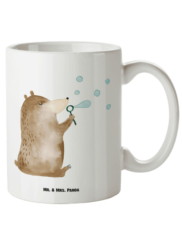 Mr. & Mrs. Panda XL Tasse Bär Seifenblasen ohne Spruch in Weiß