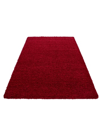 KADIMA DESIGN Teppich Hochflor Unifarben Polypropylen Wohnzimmer Shaggy in Rot