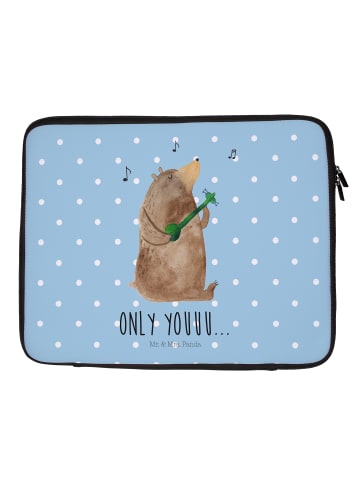 Mr. & Mrs. Panda Laptophülle Bär Gitarre mit Spruch in Blau Pastell