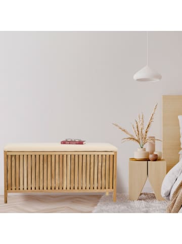 relaxdays Wäschetruhe in Natur/ Weiß - 100 l