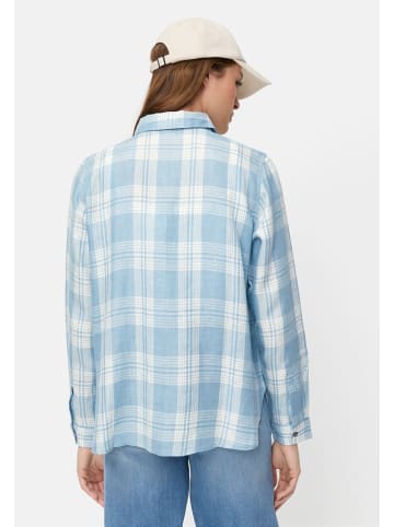 Camel Active Karierte Bluse mit Knopfleiste in Hellblau