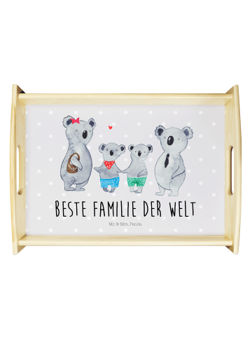 Mr. & Mrs. Panda Dekotablett Koala Familie zwei mit Spruch in Grau Pastell