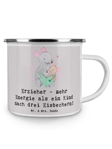 Mr. & Mrs. Panda Trinkbecher Erzieher Energie mit Spruch in Grau Pastell
