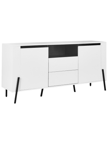Beliani Sideboard BLACKPOOL in Weiß/Schwarz - (W) 160 x (H) 76 x (L) 39 cm