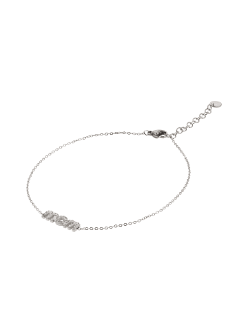 faina Women Chain Link Bracelet With Rhinestones in Silver White