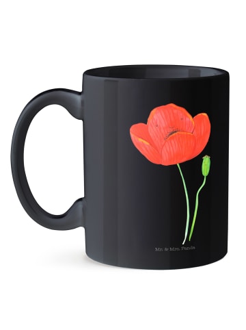 Mr. & Mrs. Panda Becher Blume Mohnblume ohne Spruch in Schwarz