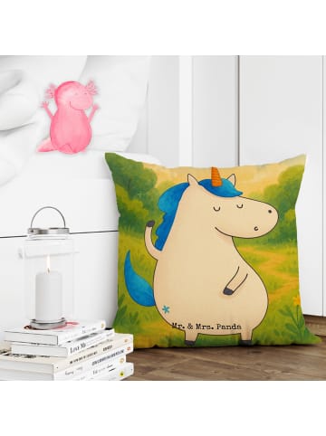 Mr. & Mrs. Panda Zier Kissen Einhorn Mann Design ohne Spruch in Weiß