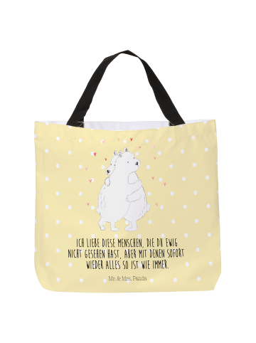 Mr. & Mrs. Panda Schultasche Eisbär Umarmen mit Spruch in Gelb Pastell