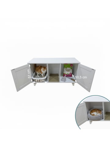 relaxdays Katzenschrank in Weiß - (B)120 x (H)65 x (T)52 cm