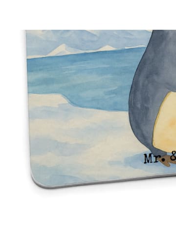 Mr. & Mrs. Panda Tischuntersetzer Pinguin umarmen Design mit Spruch in Weiß