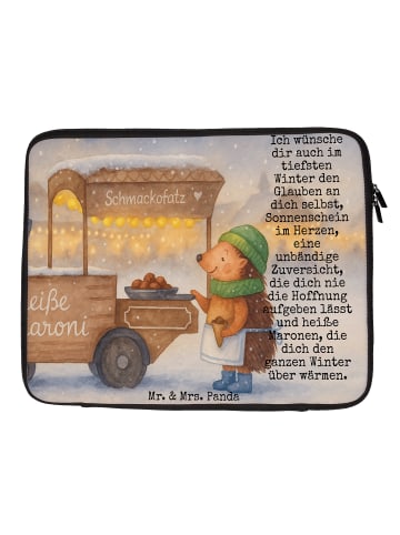 Mr. & Mrs. Panda Laptop Tasche Igel Maronen Design mit Spruch in Weiß