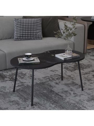 VCM  Holz Sofatisch Couchtisch Marmor Mirola in Schwarz