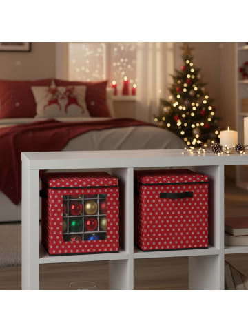 relaxdays 3 x Weihnachtskugel-Aufbewahrungsbox in Rot - (B)33 x (H)33 x (T)33 cm