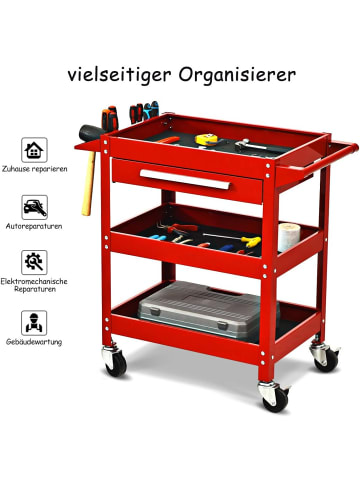 COSTWAY Werkzeugwagen 3 Etagen in Rot