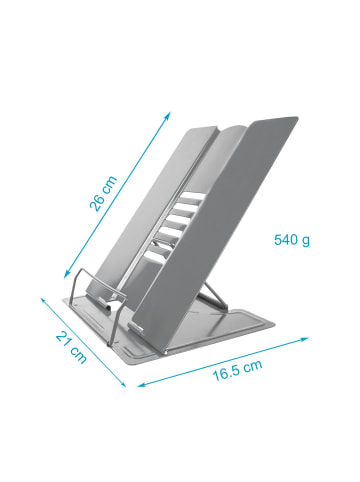 Intirilife Leseständer Buchständer aus Metall in Hell Grau