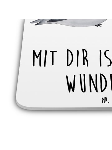 Mr. & Mrs. Panda Glasuntersetzer Turteltauben Liebe mit Spruch in Weiß