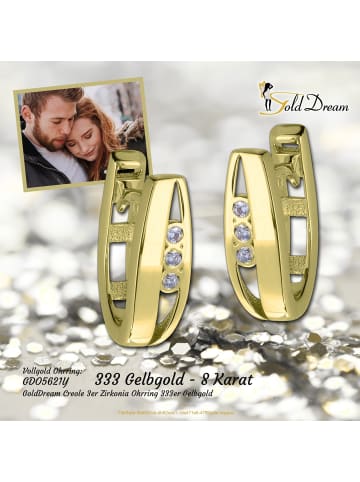 GoldDream Echtgold, 333er Gelbgold Damen Creolen 3er Zirkonia Ohrring ca. 10mm ca. 14mm