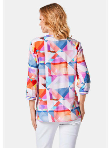 GOLDNER Kurzgröße:  Viskose-Tunika mit 3/4-Arm und Druck in koralle / gemustert