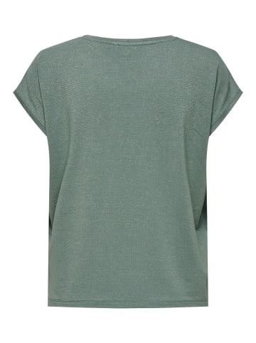 ONLY 2er-SET Modisches Rundhals T-Shirt mit Glitzer Naht in Dunkelgrün