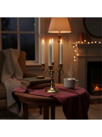 relaxdays 4 x LED Stabkerzen in Hellgrau