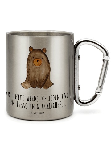 Mr. & Mrs. Panda Tasse Bär sitzend mit Spruch in Silber