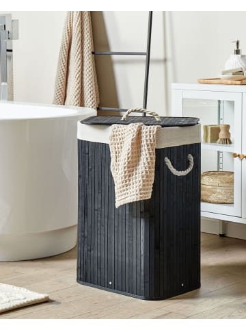 Beliani Wäschekörbe KOMARI in Schwarz/Weiß - (W) 40 x (H) 60 x (L) 30 cm