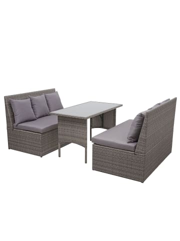 MCW Garnitur G16 mit 2x 2er Sofa und Tisch, Grau, Kissen dunkelgrau