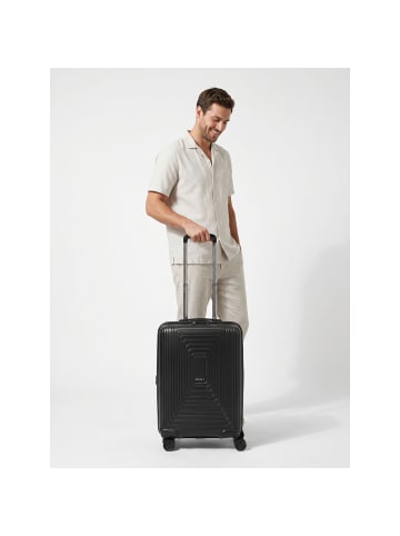 Redolz Essentials 14 4 Rollen Kabinentrolley 55 cm mit Dehnfalte in black metallic