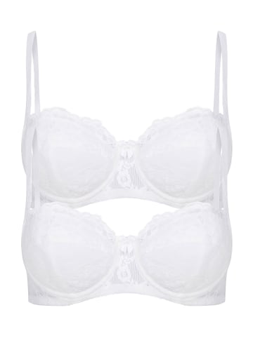 SUSA 2er Pack Dirndl BH mit Bügel Wiesn Zauber in Weiss Weiss