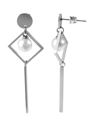 Adeliás Damen Ohrringe – Ohrstecker aus Edelstahl mit Perle in silber