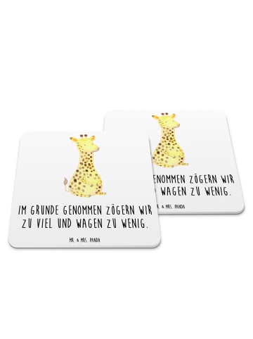 Mr. & Mrs. Panda Untersetzer Giraffe Zufrieden mit Spruch in Weiß