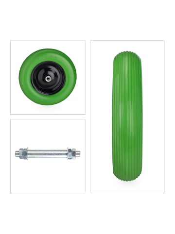 relaxdays Schubkarrenrad in Grün/ Schwarz - 4.80 4.00-8