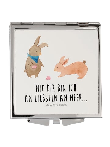 Mr. & Mrs. Panda Schminkspiegel Hasen Muschel mit Spruch in Weiß