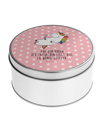 Mr. & Mrs. Panda Teedose Einhorn Blümchentail mit Spruch in Rot Pastell