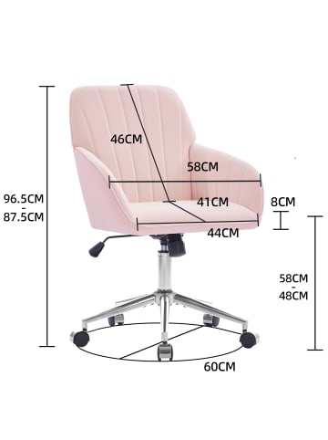 ABRIHOME Buerostuehle in Rosa ergonomisch Sitzhöhe 50-59 cm 360 Grad drehbar