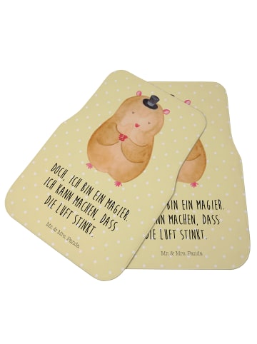 Mr. & Mrs. Panda Fußmatte Fürs Auto Hamster Hut mit Spruch in Gelb Pastell