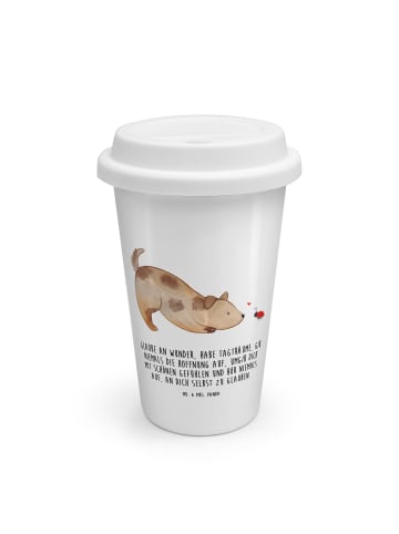 Mr. & Mrs. Panda Thermokaffeebecher Hund Marienkäfer mit Spruch in Weiß