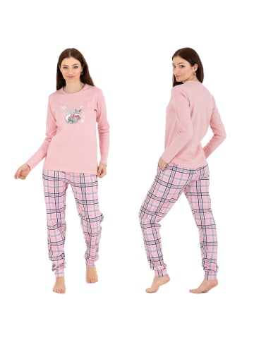 LOREZA Schlafanzug Pyjama langarm- Interlock - Rosa