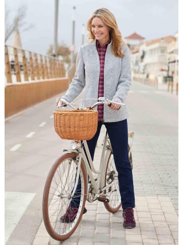 GOLDNER Kuschelweiche Strickfleece-Jacke in silbergrau / melange