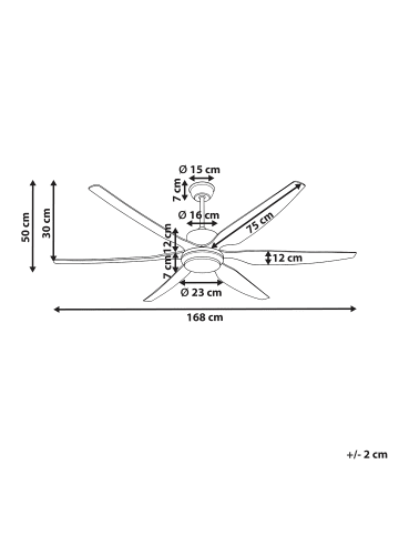 Beliani Deckenventilator mit Licht VERDURE in Braun/Schwarz