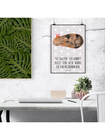 Mr. & Mrs. Panda Poster Einhorn Meerschweinchen mit Spruch in Grau Pastell