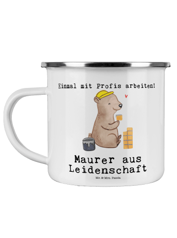 Mr. & Mrs. Panda Campingbecher Maurer Leidenschaft mit Spruch in Weiß
