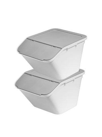 SmartStore 2er-Set Aufbewahrungsbox Collect Stack-it Weiß/Grau 37L