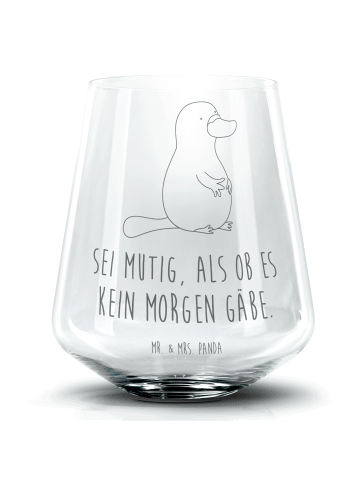 Mr. & Mrs. Panda Blümchentail Glas Schnabeltier Mut mit Spruch in Transparent