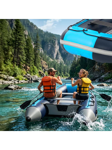 relaxdays Schlauchboot in Blau/ Weiß – (B)320 x (H)70 x (T)151 cm