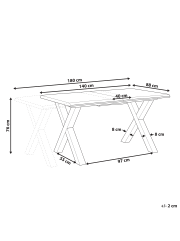 Beliani Esszimmertisch BRONSON in Braun/Schwarz - (W) 90 x (H) 76 x (L) 140 cm