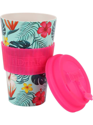 i-Drink RPET-Kaffeebecher mit Silikonverschluss 435 ml Becher Tropical